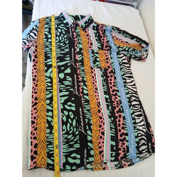 Reason Shirt Mens Small Multicolor  Short Sleeve Button Up Y2K Streetwear - Picture 6 of 14